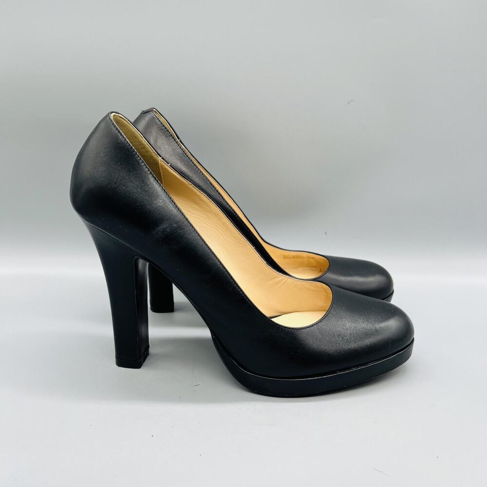 Cole Haan Shoes Womens 11 Black Leather Platform Block Heel Pumps Round Toe